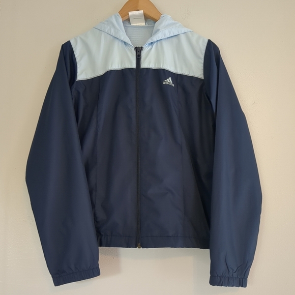 adidas Jackets & Blazers - Adidas Windbreaker Women's Medium Navy Light Blue Spring Jacket Light Weight